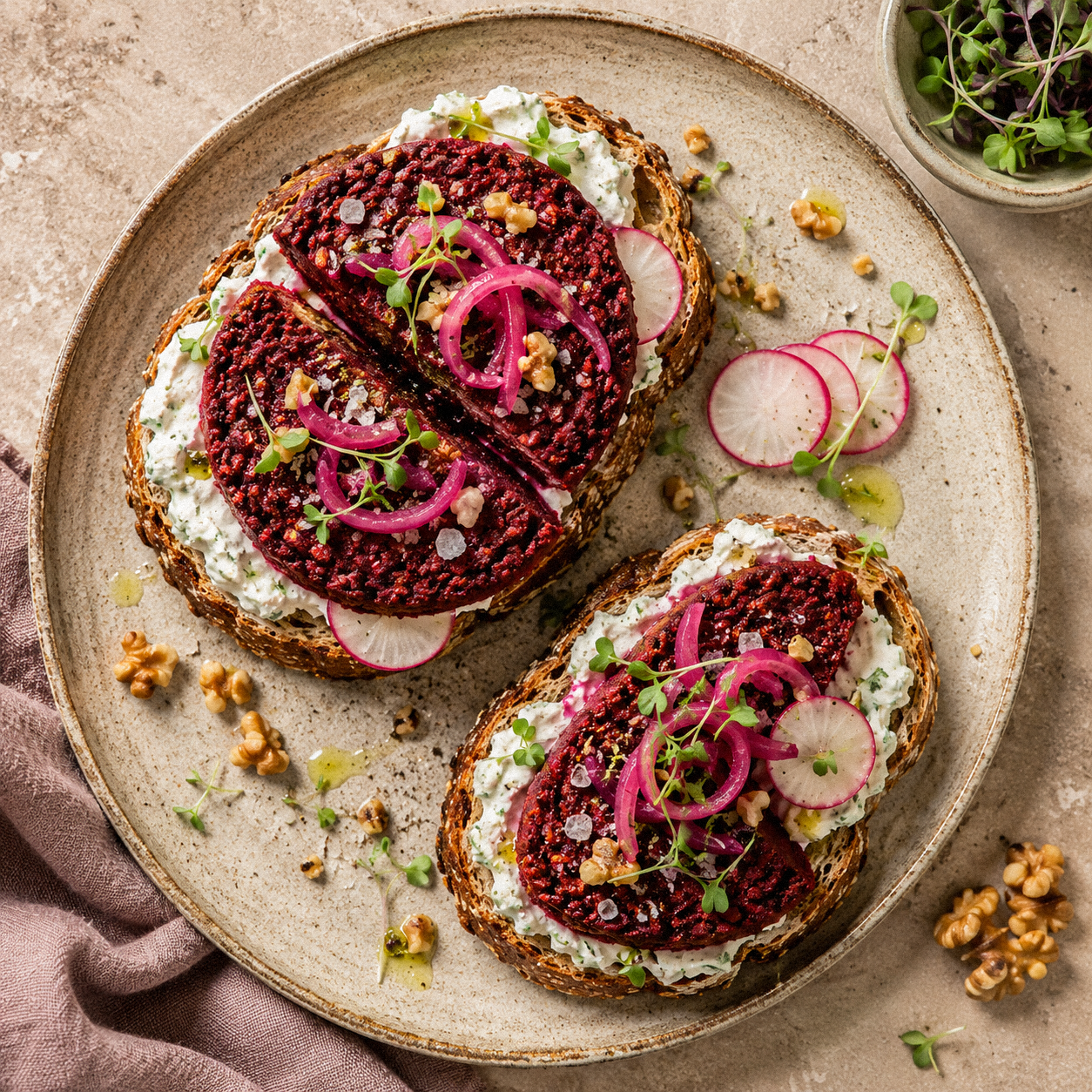 Beet & Walnut Tartines