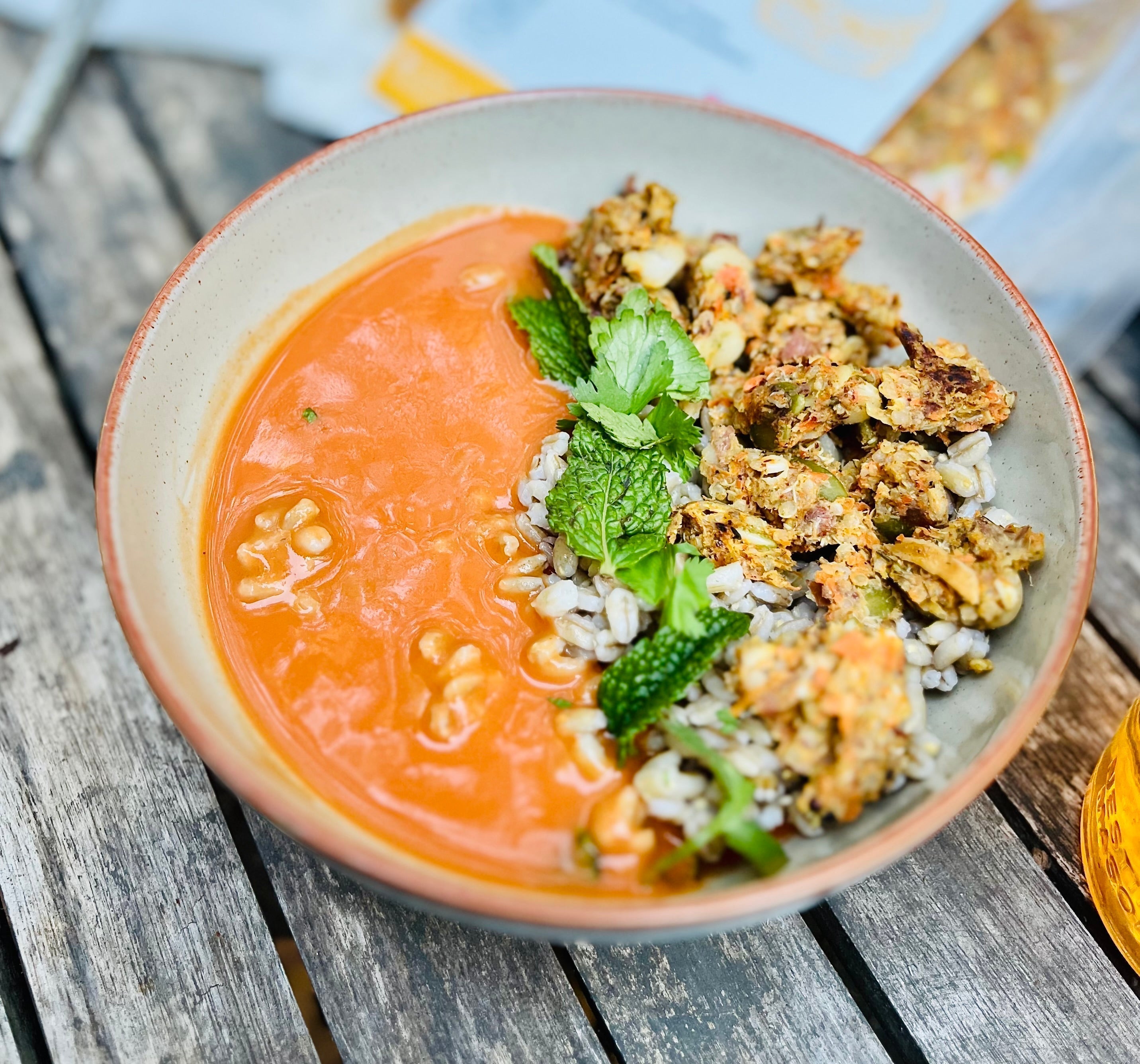 Roasted Carrot & Almond Curry Bowl