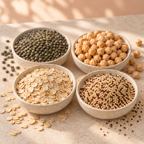 Hey!Hunger whole-food ingredients: legumes grains